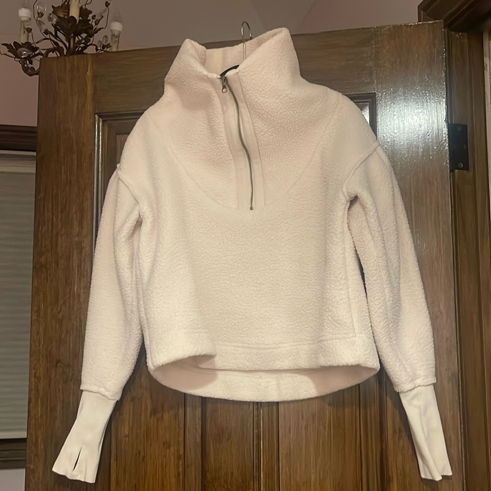 Free People Sherpa Fleece 1/4 Zip, semi-cropped SZ S